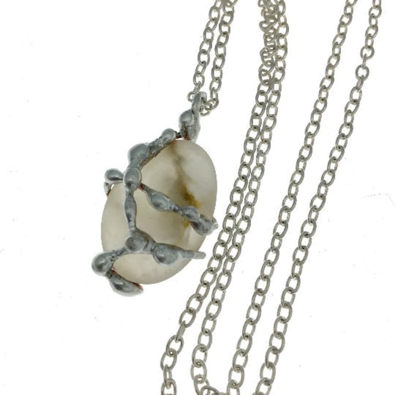 Natural Organic Necklace Boho Style Gift for Her Genuine Handmade Frosted Quartz Beach Pebble Pendant Gift for Beach Lover Nature Lover