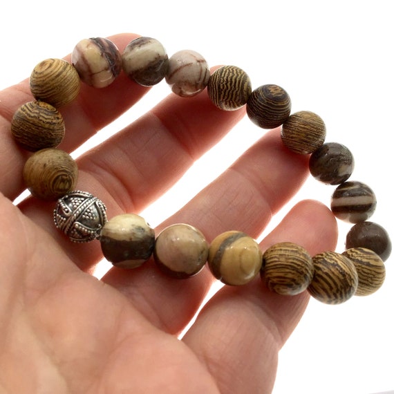 Men's Brown Gemstone Bead Bracelet Stack