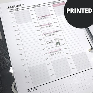 Inserto de planificador IMPRESO / FECHADO A5 POR HORA 2026 / Inserto de planificador semanal / Recambio de planificador semanal por horas