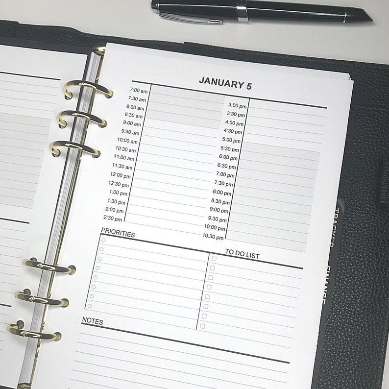PRINTED DATED Daily Planner Insert A5 HOURLY 2021 Planner Etsy
