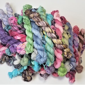 MYSTERY Mini Skeins -  5, 10 or 20 pack, superwash merino sock & DK weight, 10 or 20 grams, random colorways