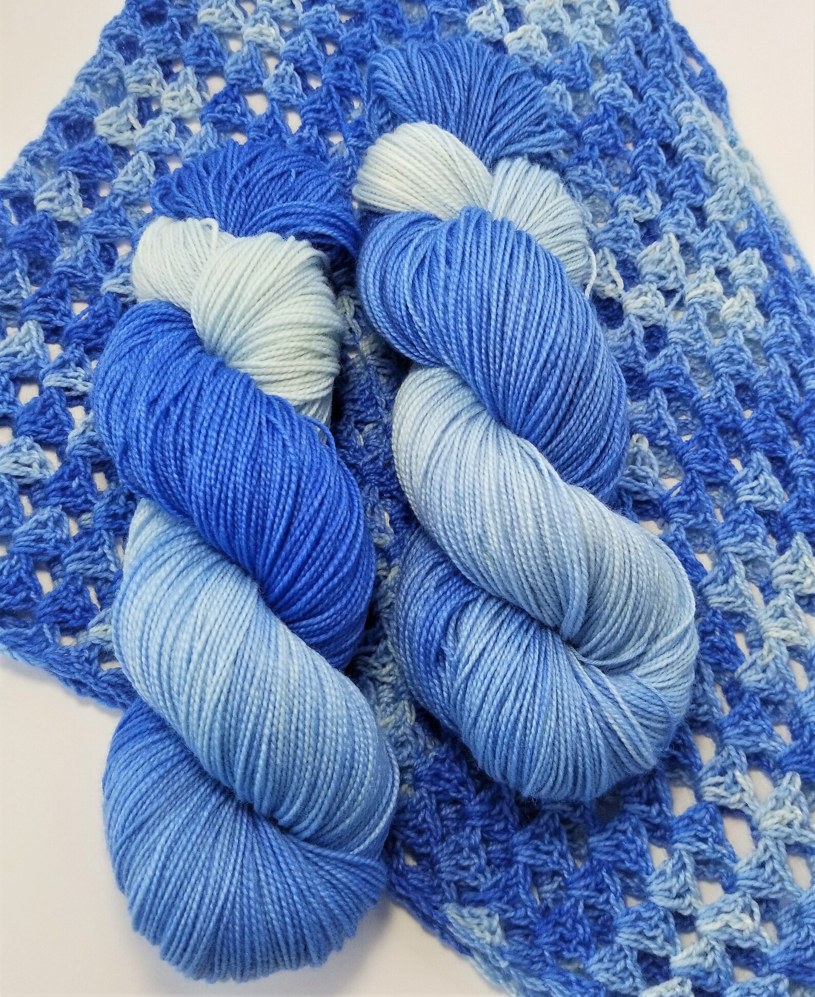 Hand dyed blue tonal sock yarn superwash merino gift for Etsy