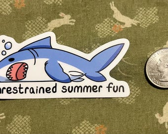 Unrestrained Summer Fun Shark Sticker