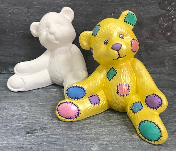 Teddy bear ornament, pottery painting craft kit, paint your own pottery,  baby bear, Christening gift, new baby gift, children's party favour