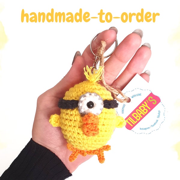 Porte-clés Minion Poussin fait main | Amigurumi