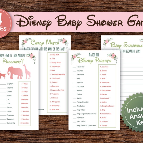 Princess Baby Shower Games 4 Pack