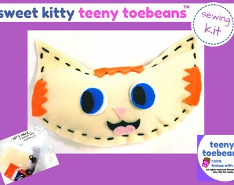 Teeny Toebeans ™ Sweet Kitty beginner level felt hand sewing kit! Great for kids or anyone learning to sew- camp, classroom, parties, etc.