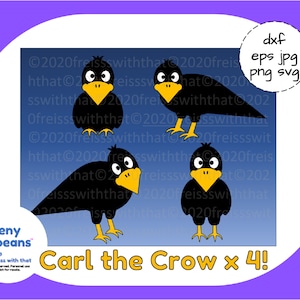 Autumn Teeny Toebeans™ Carl the Crow- 4 poses! cut file silhouette cricut dxf eps jpg png svg vinyl papercutting bird blackbird raven