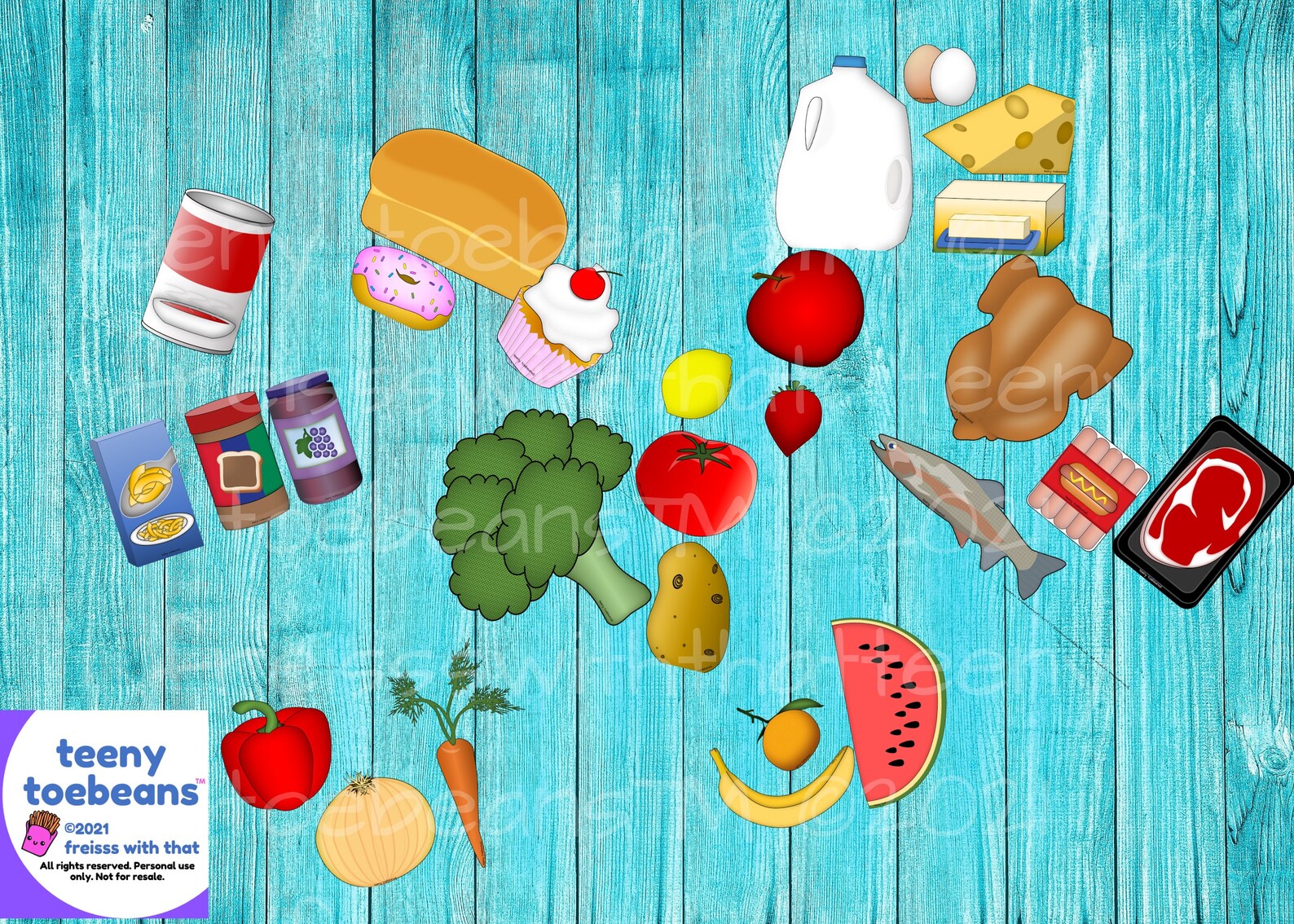 Let's Go to the Market! 35 Pc. Clipart Set JPG, PNG, Education, Child ...