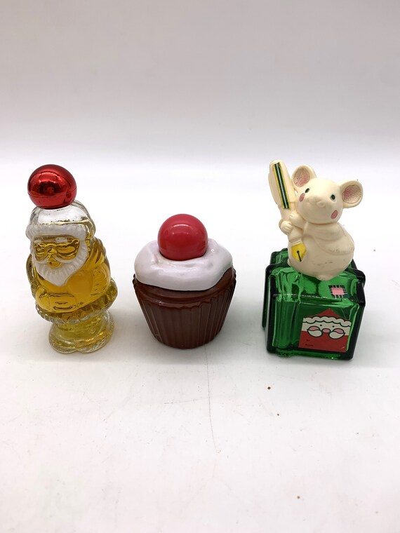 Vintage Holiday Theme Avon Bottles Mouse Cupcake … - image 1