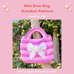 Crochet Pattern - Mini Bow Bag by @essdeecrafts (PDF ONLY)|Cute Crochet|Pink|Coquette|Cottage Core|Purse
