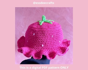Häkelanleitung - Strawberry Frilly Anglerhut von @essdeecrafts (NUR PDF)
