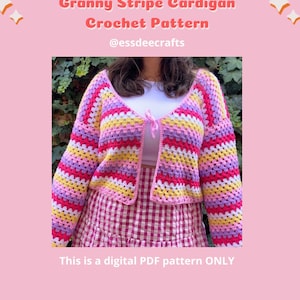 Granny Stripe Crochet Cardigan Crochet Pattern by essdeecrafts PDF only image 1