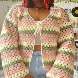 Granny Stripe Crochet Cardigan Crochet Pattern by essdeecrafts PDF only image 2