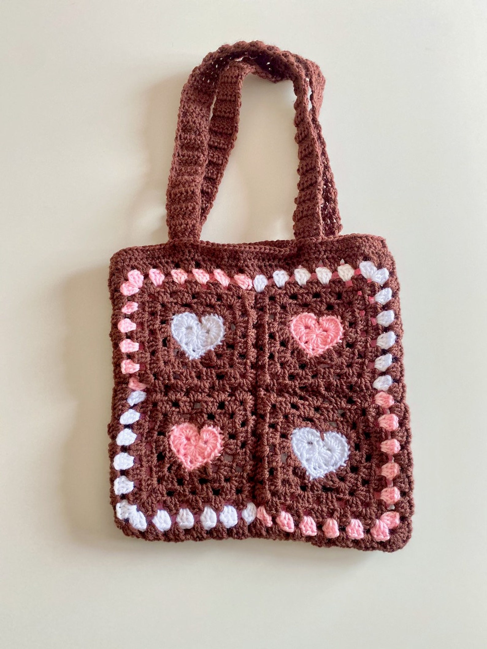 Crochet heart tote bag Etsy