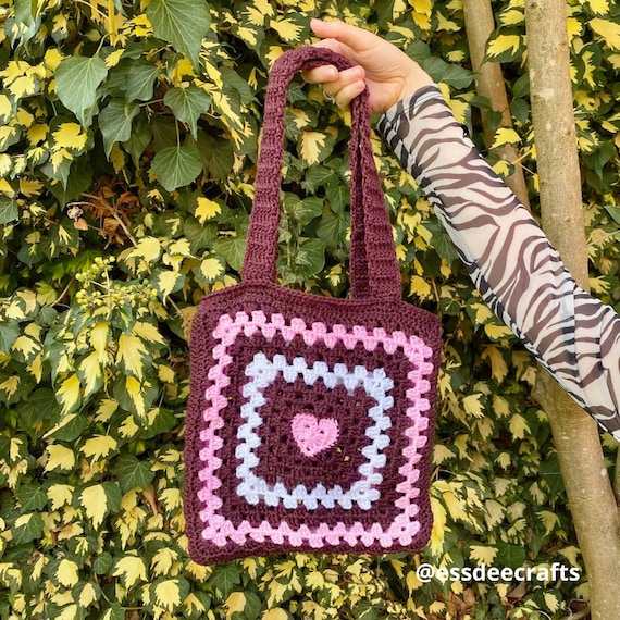 Crochet Heart Tote Bag 