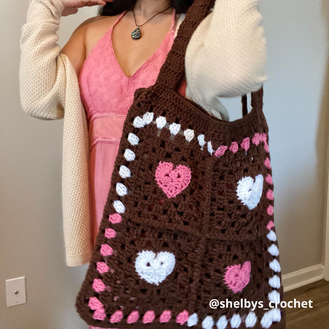 ♥️How To Crochet Heart Granny Squares Tote Bag