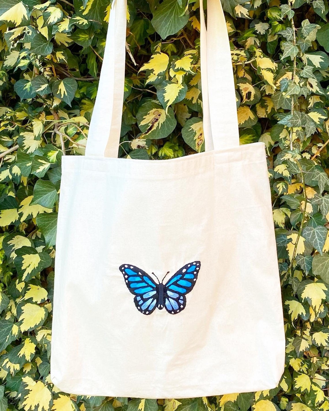 Butterfly embroidery tote bag Etsy