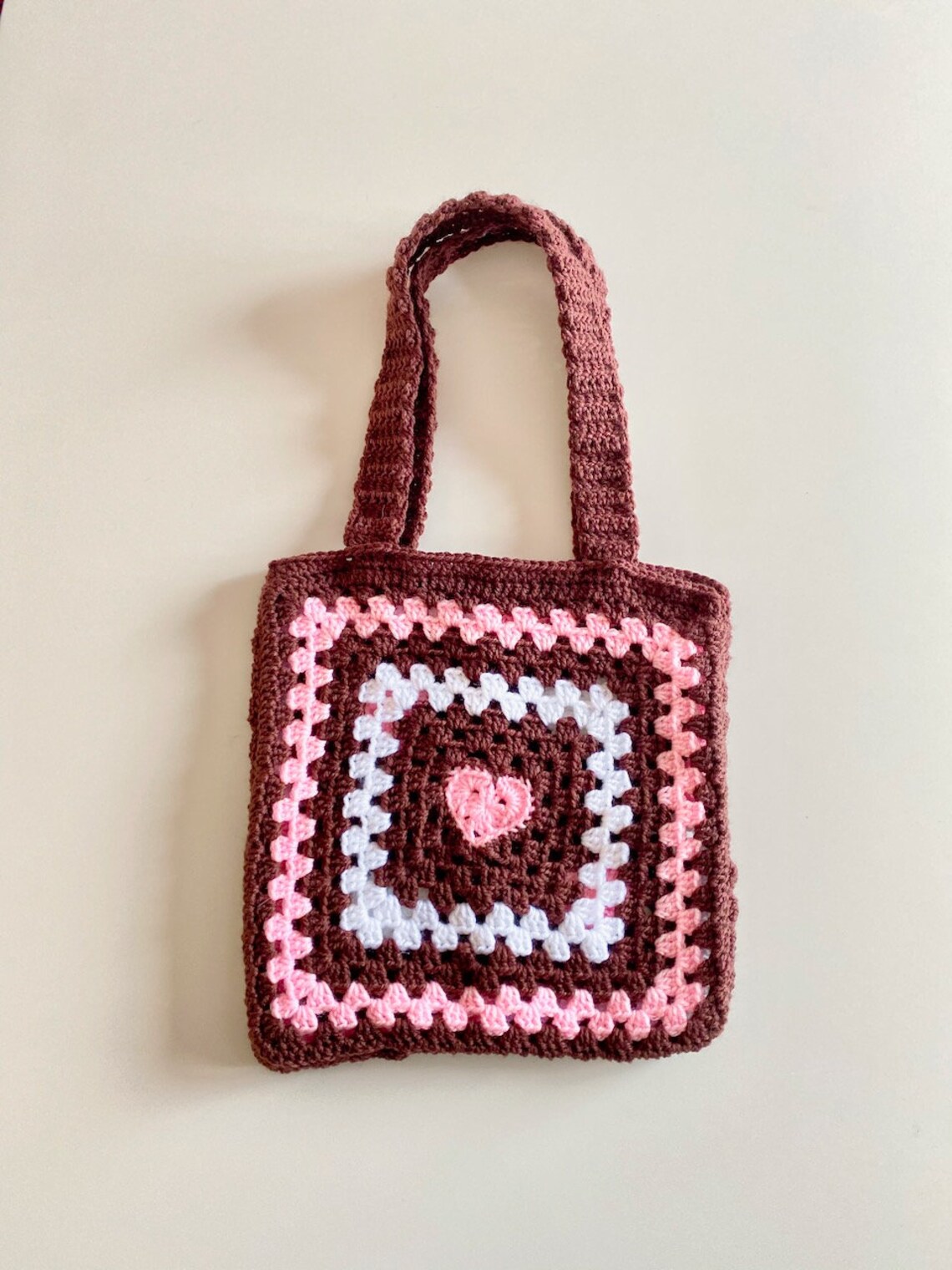Crochet heart tote bag | Etsy