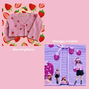 Strawberry Kisses Tie-Up Top & Cardigan Crochet Pattern by essdeecrafts PDF onlyCute Crochet Pink Cottage Core Coquette image 7