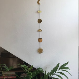 Celestial Sunburst wall hanging-Copper-Brass-Vertical metal banner-Metal wall decor-Esoteric wall banner-Hammered Brass wall Art.