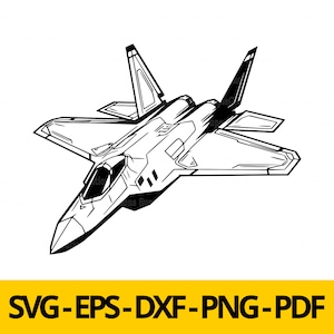 F-22 Fighting Raptor svg, eps, dxf and png | Warbird svg| Vector Image | Clipart | Plane | T-shirt Design | Digital Sticker| Wall Print