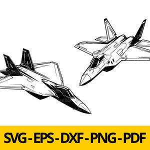 F-22 Fighting Raptor svg, eps, dxf and png | Warbird svg| Vector Image | Clipart | Plane | T-shirt Design | Digital Sticker| Wall Print