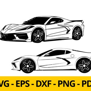 Corvette 2020 C8 svg, eps, dxf and png | Digital | Vector Image | Clipart | T-shirt Design | Sports car | Wall Print | Digital Sticker Laser