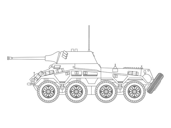 Sonder KFZ 234 I Tank Svg, Eps, Dxf, | War Vector Image | Clipart