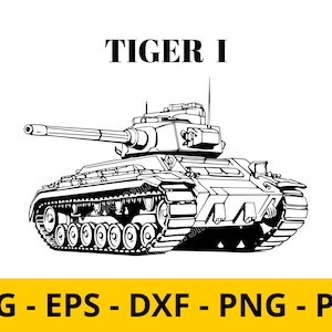 Tiger I Panzer VI tank svg, eps, dxf, png | War Vector Image | Clipart | Warfare | Military Tank| T-shirt Design | Sticker | Wall Print