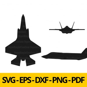 F-35 Lightning Fighter Jet svg, eps, dxf and png | Warbird svg| Vector Image | Clipart | Plane | T-shirt Design | Sticker| Wall Print