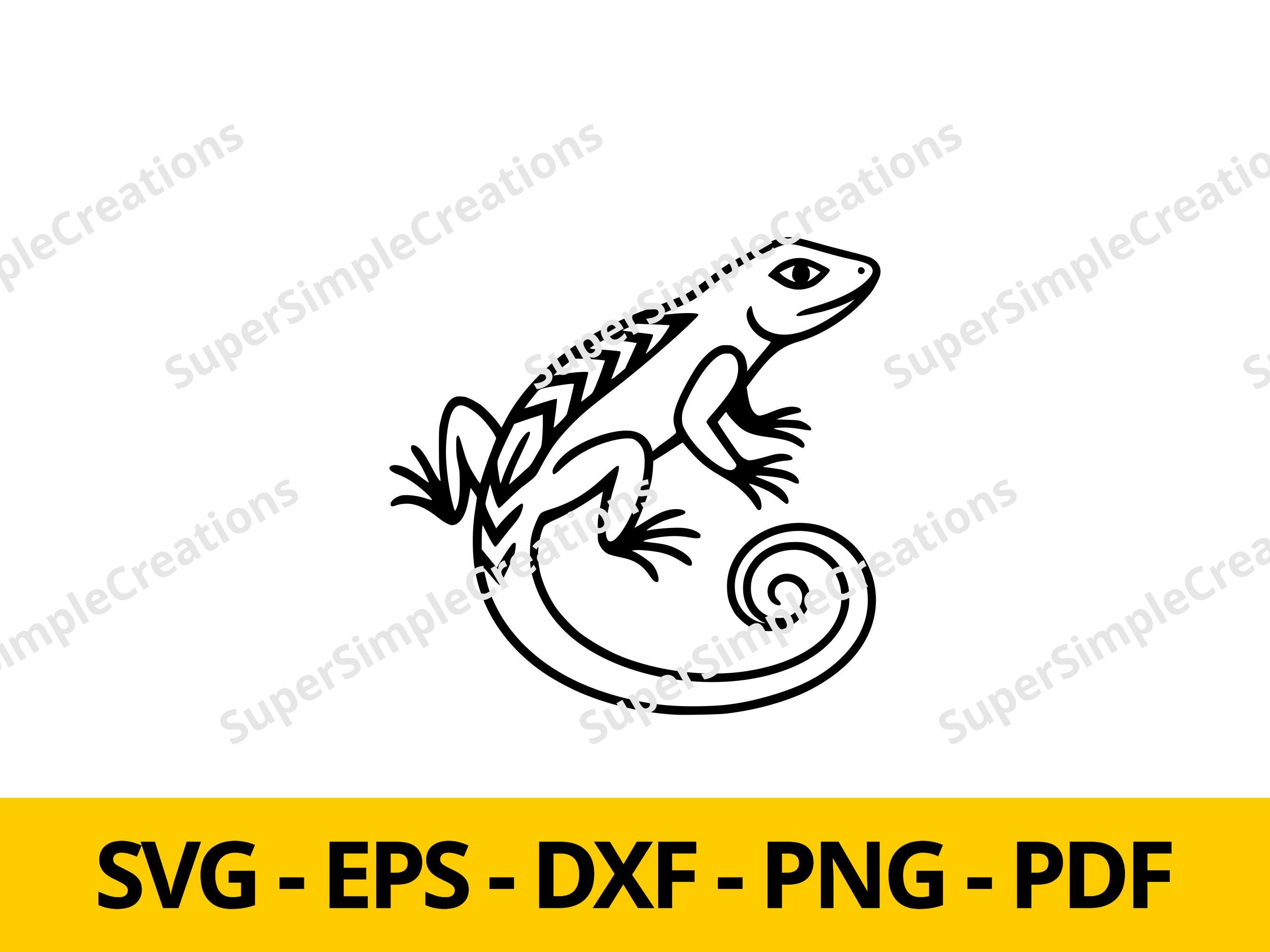 Lizard Dxf File Tribal Lizard Svg Side View | Spiral Tail and Spine Lines Desert Boho ...