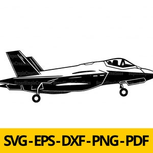 F-35 Fighter Lightning svg, eps, dxf and png | Warbird svg| Vector Image | Clipart | Plane | T-shirt Design | Digital Sticker| Wall Print