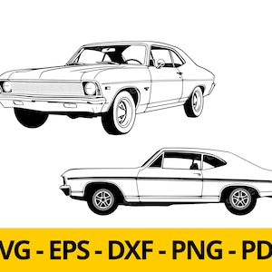 Nova 350 Retro car svg, eps, dxf and png | Digital | Vector vehicle| Clipart | T-shirt Design | Sports | Wall Print | Digital Sticker Laser