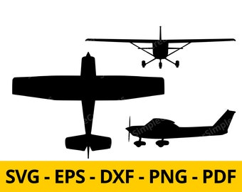 Aereo Cessna in formato SVG, eps, DXF e PNG/Aereo in formato SVG/Immagine vettoriale/Clipart/Aereo/T-shirt Design/Adesivo/Stampa da muro