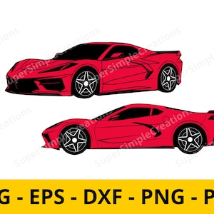 Corvette 2020 C8 svg, eps, dxf png | Digital | Vector Image | Clipart | T-shirt Design | Sports car | Wall Print | Digital Sticker Laser