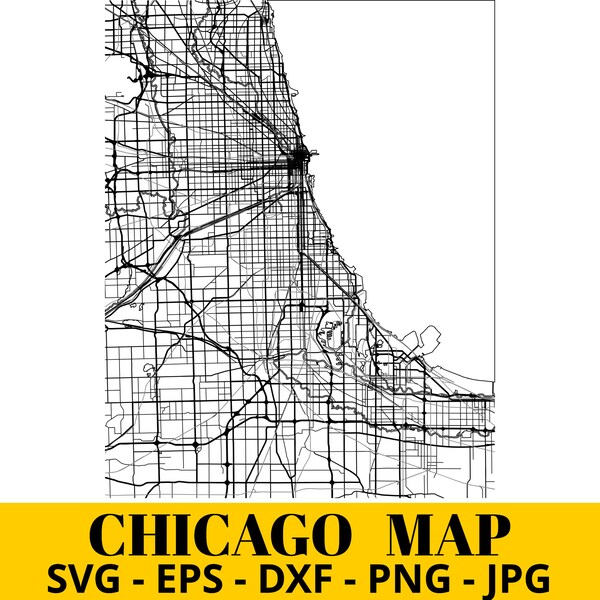 Chicago Map svg, Multiple layer map  svg, eps, dxf and png | Vector Image | Digital Download | Laser Engraving Map| Wall Print