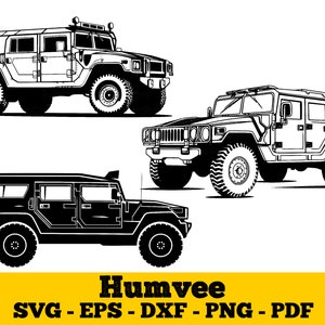 Humvee svg, eps, dxf e png /File di taglio vettoriale silhouette/Clipart/Aereo/Design maglietta/Adesivo/Stampa da parete Pacchetto regalo fai da te per veterani