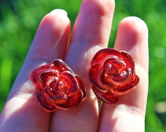 Rose Stud Earrings Floral small cute stud post earrings Gifts