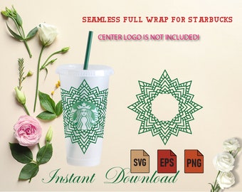 Perfact Gift Idea,Instant Download Bundle Mandala Starbucks Wrap Svg For Cricut Luxury 24oz Venti Cold Cup DIY Decal