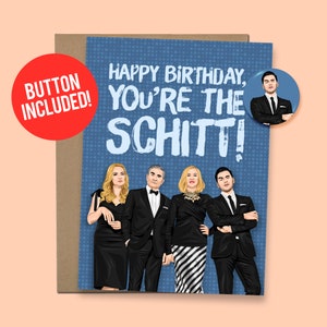 Carte d'anniversaire de Schitts Creek pour lui | Cadeau Schitts Creek, 60 lb Papier cartonné + bouton 1,5 po.