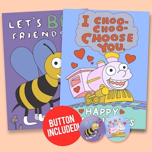 I Choo Choo Wählen Sie + Let's Bee Friends Valentinstag Card Pack, 60lb. Karton + 1.5"Button