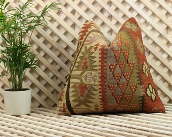 Home living Kilim cushion Home design Kilim pillow Kilim pillow cover Boho pillow Decorative pillow Vintage pillow Pillow 16*16in