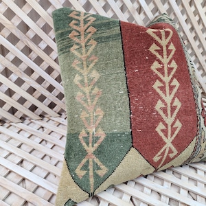 20x20 Vintage Turkish Carpet Pillow Cover: Hand-spun Wool Bohemian Decor