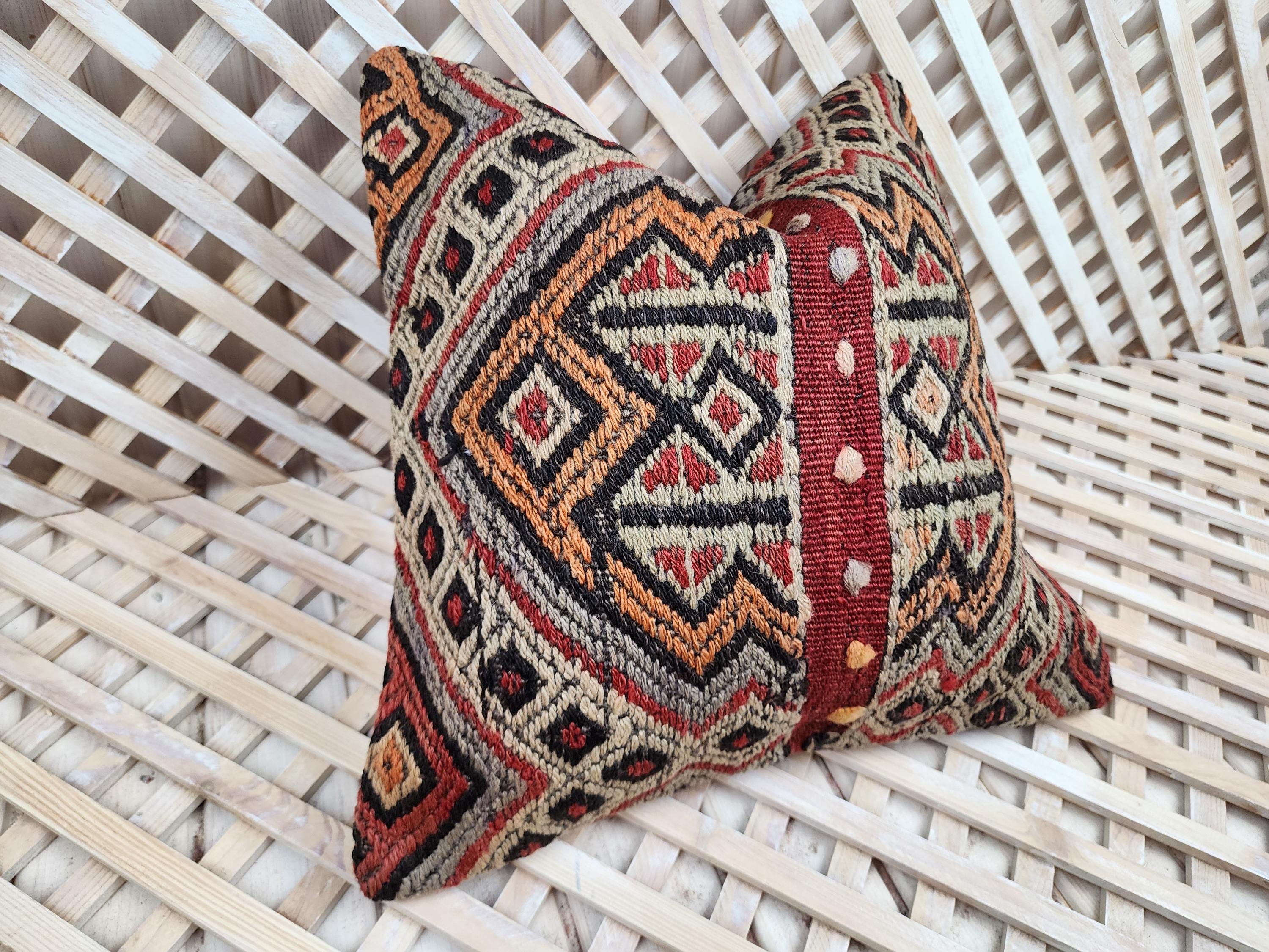 一点物】ヴィンテージキリム クッションカバー 42×42cm 手織り
