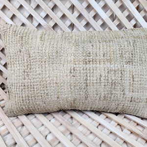 Vintage Turkish Carpet Lumbar Pillow: Bohemian Wool Cushion Cover (12x20in)