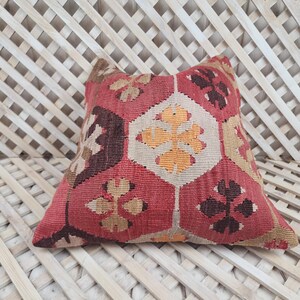 Vintage Turkish Kilim Pillow Cover: Handwoven Wool Bohemian Cushion