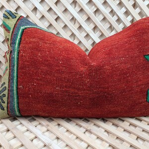 Persian handwoven pillow, lumbar kilim pillow,16x24,decorative pillow,bohemian pillow,turkish,vintage, carpet pillow