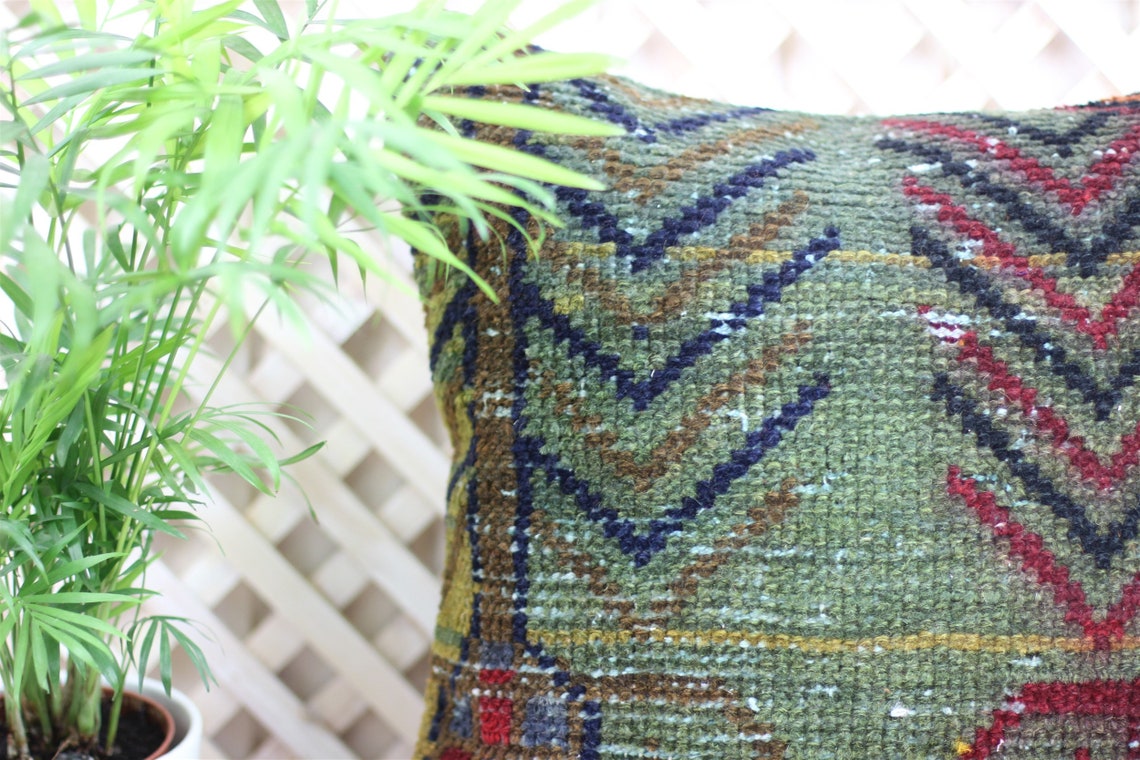 Vintage Turkish Rug Pillow Cover Bohemian Decor Rustic Throw Etsy