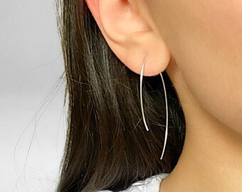 Thread threw silver plated wire earrings, Elegant jewellery, Unique jewellery, Delicate earrings, Dangle earrings, Handmade jewellery, gift